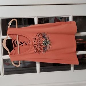 Genuine Harley Davidson Tank Top Lace-up Back Winged Skull Tattoo Plus Size 1W